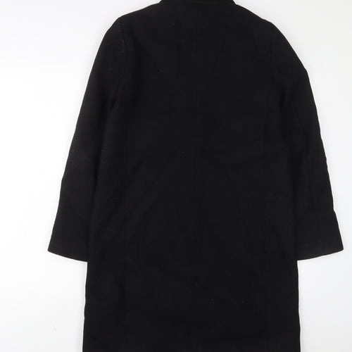 Zara Womens Black Overcoat Coat Size M Button