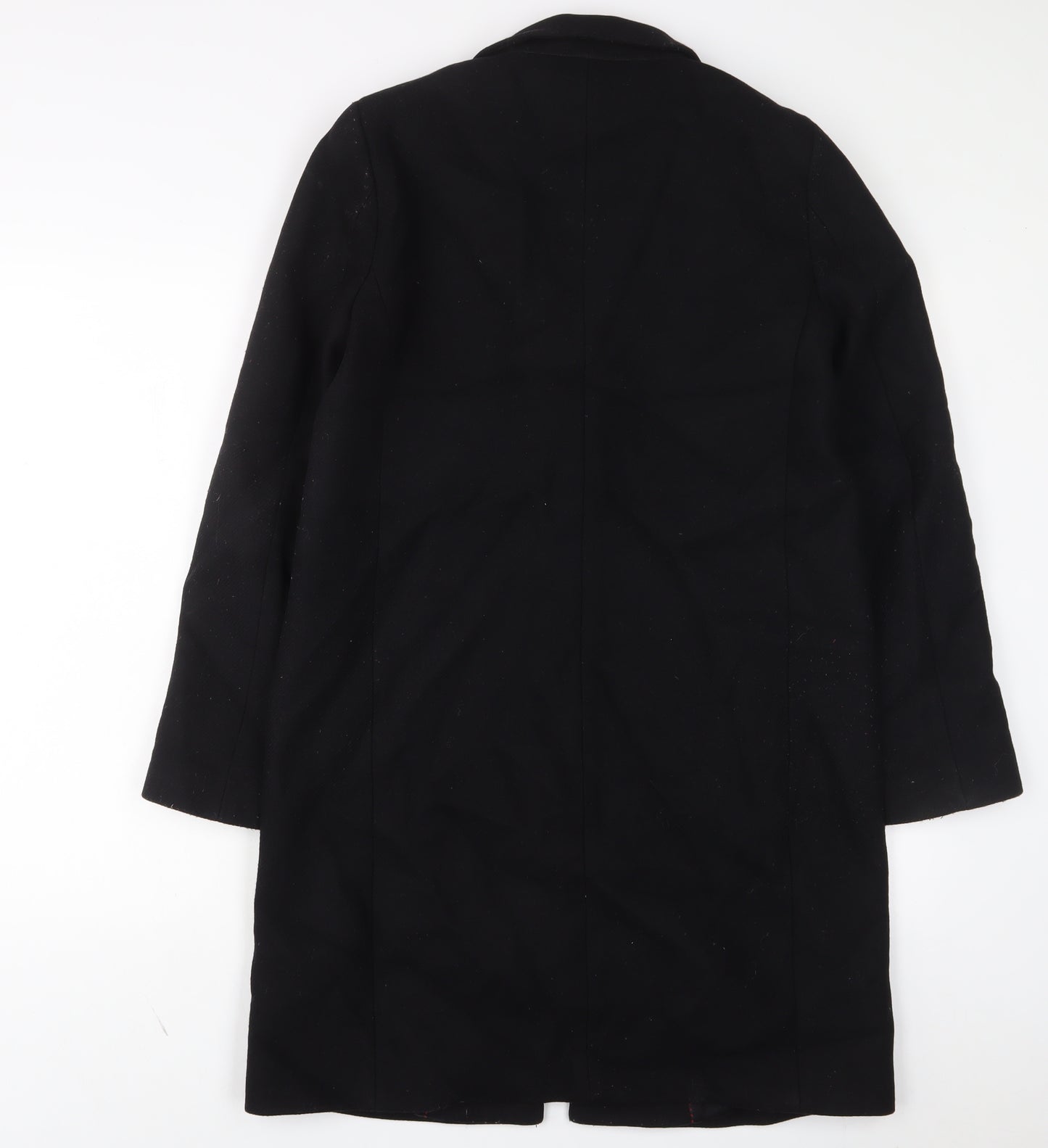 Zara Womens Black Overcoat Coat Size M Button