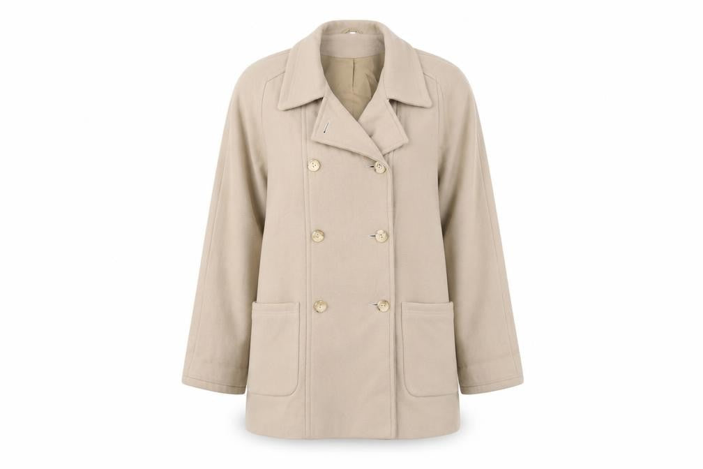 Essentials Womens Beige Jacket Coat Size 4 Button