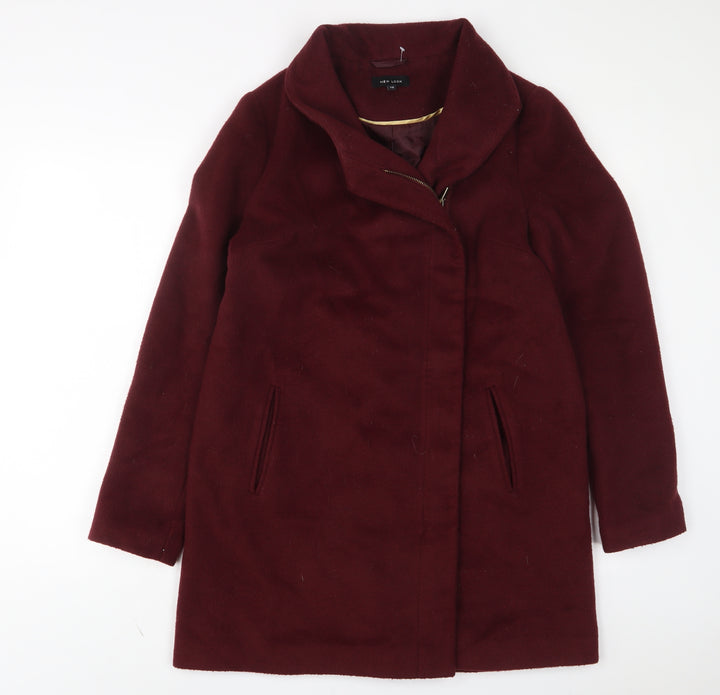 New Look Womens Red Overcoat Coat Size 12 Zip - Pockets