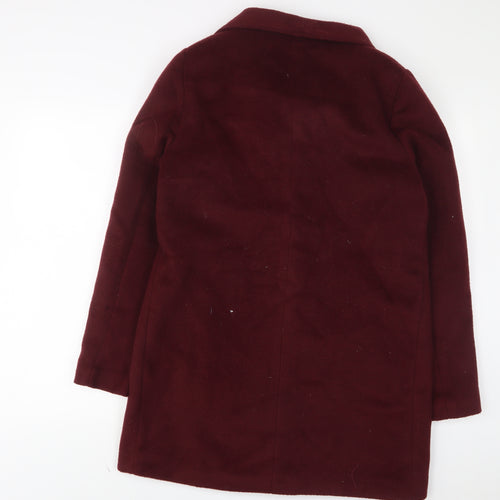 New Look Womens Red Overcoat Coat Size 12 Zip - Pockets