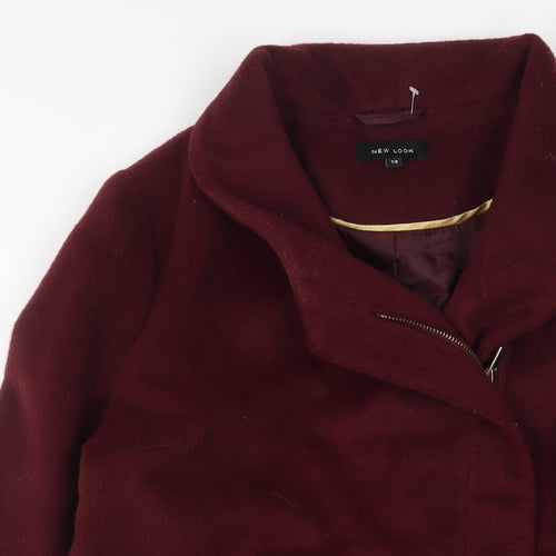 New Look Womens Red Overcoat Coat Size 12 Zip - Pockets