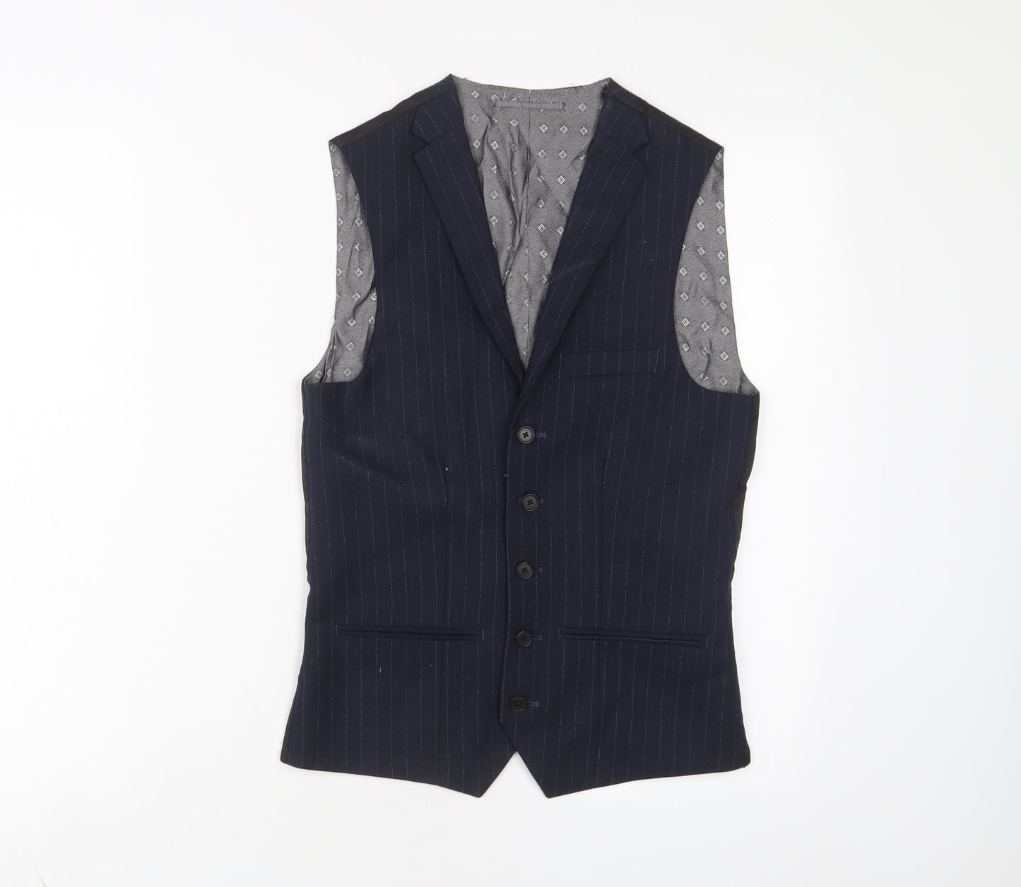 NEXT Mens Blue Wool Jacket Suit Waistcoat Size 34 Regular