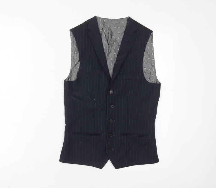 NEXT Mens Blue Wool Jacket Suit Waistcoat Size 34 Regular