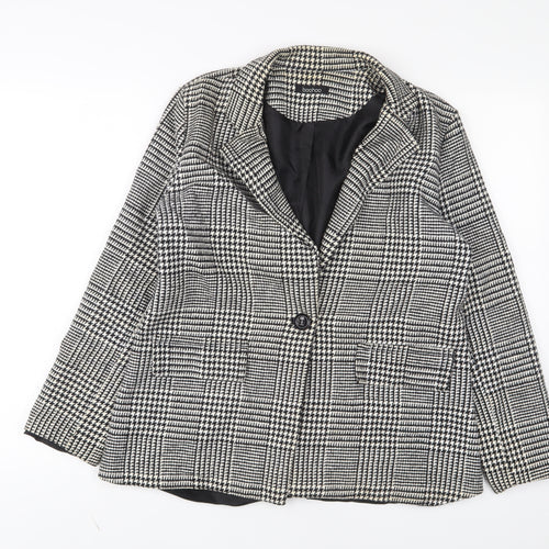 Boohoo Womens White Herringbone Jacket Size 12 Button