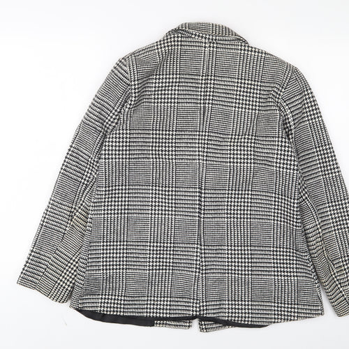 Boohoo Womens White Herringbone Jacket Size 12 Button