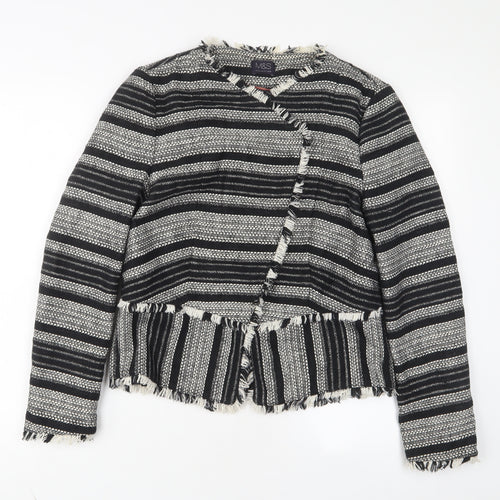 Marks and Spencer Womens Black Geometric Jacket Size 12 Snap