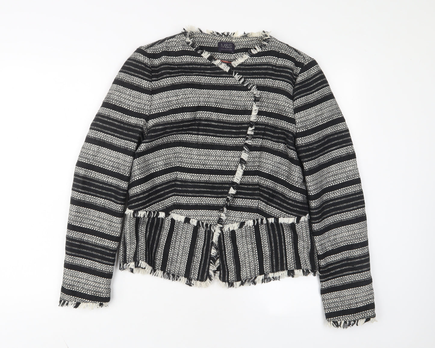 Marks and Spencer Womens Black Geometric Jacket Size 12 Snap