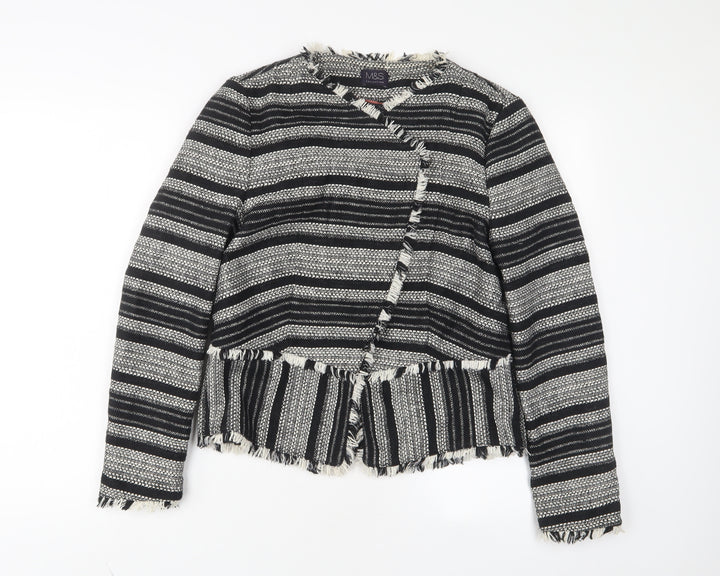Marks and Spencer Womens Black Geometric Jacket Size 12 Snap