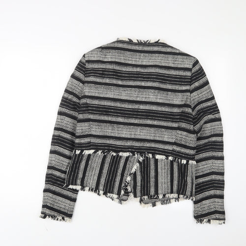Marks and Spencer Womens Black Geometric Jacket Size 12 Snap