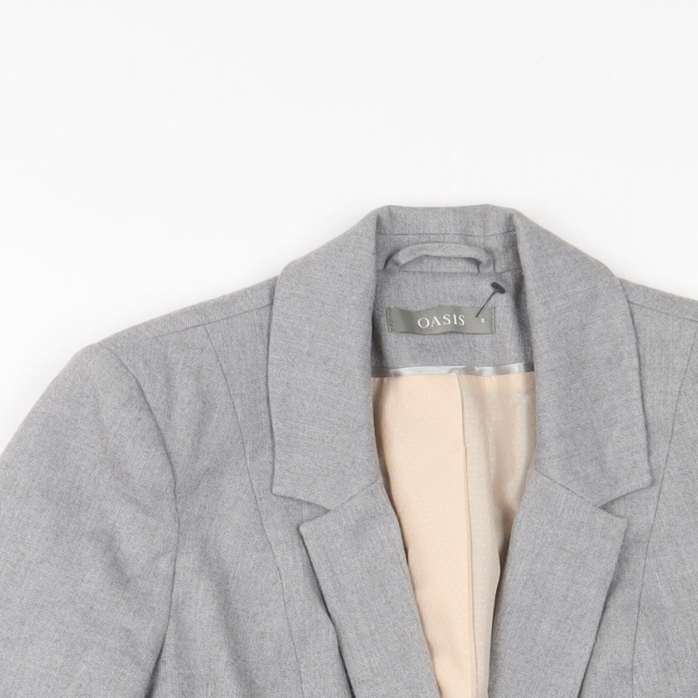 Oasis Womens Grey Jacket Blazer Size 8 Button