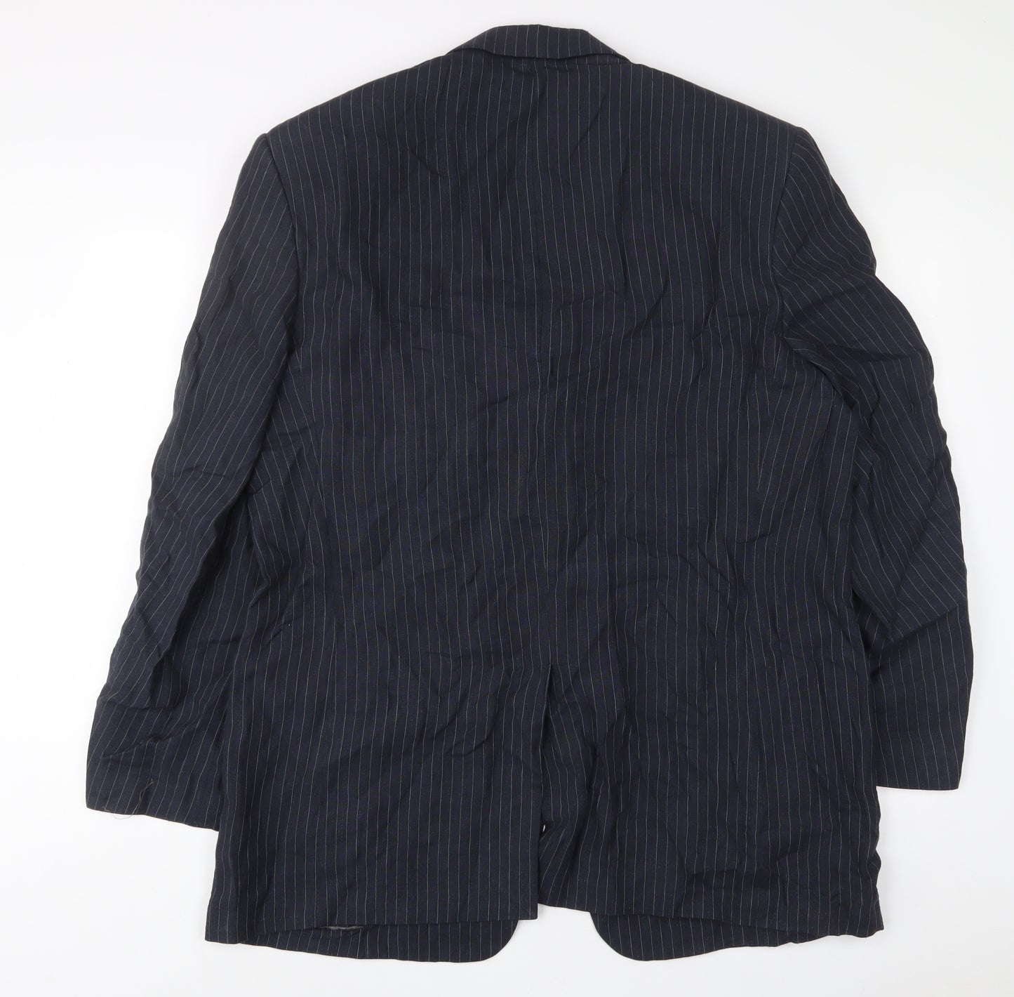 Marks and Spencer Mens Blue Striped Linen Jacket Suit Jacket Size 46 Regular
