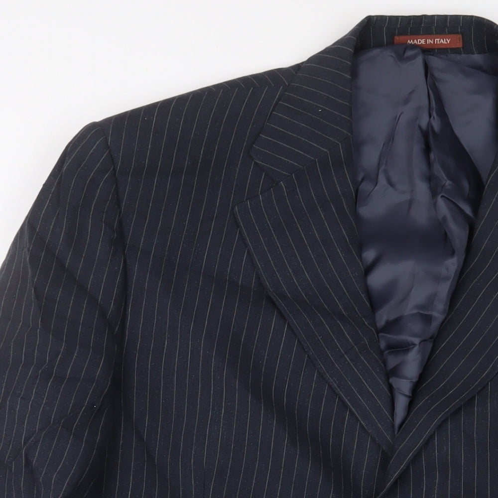 Marks and Spencer Mens Blue Striped Linen Jacket Suit Jacket Size 46 Regular
