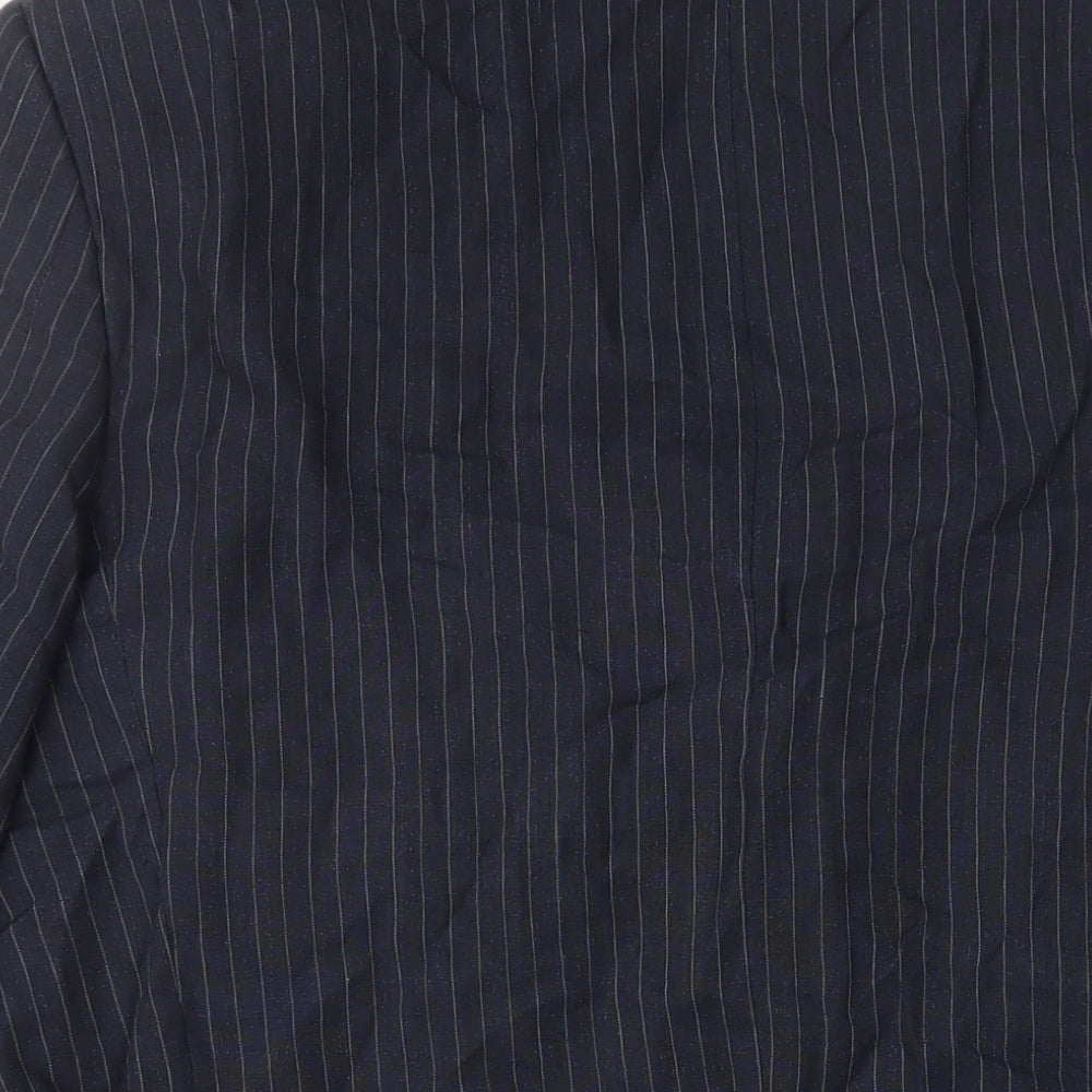 Marks and Spencer Mens Blue Striped Linen Jacket Suit Jacket Size 46 Regular
