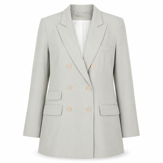 Front view of H&M women’s green jacket blazer, size UK 16, button
