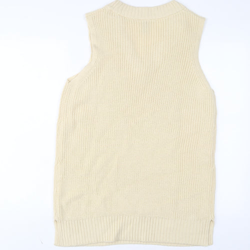 H&M Womens Ivory Acrylic Jumper Dress Size S V-Neck Pullover