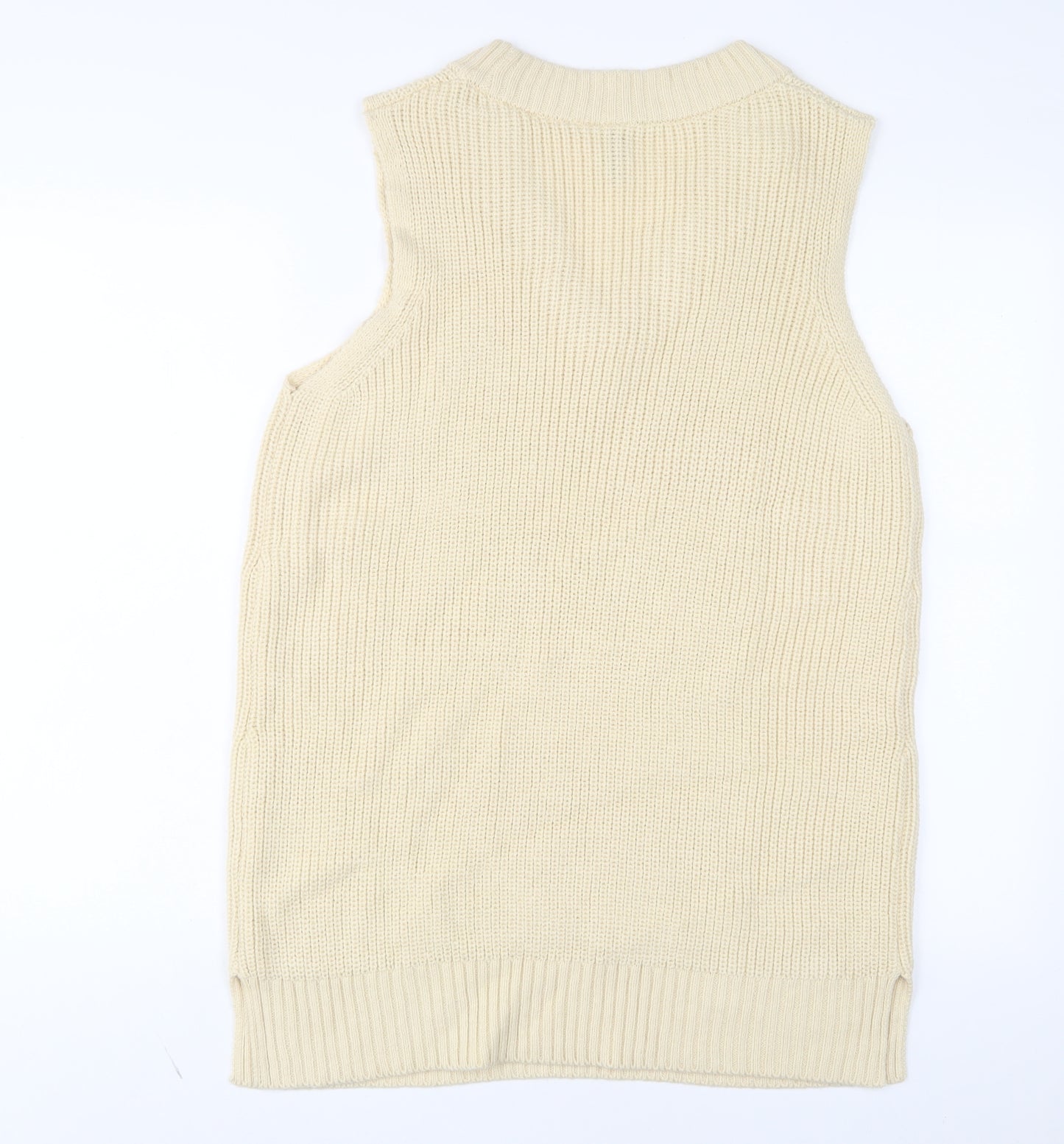 H&M Womens Ivory Acrylic Jumper Dress Size S V-Neck Pullover