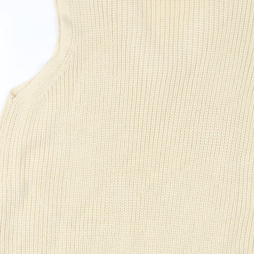 H&M Womens Ivory Acrylic Jumper Dress Size S V-Neck Pullover