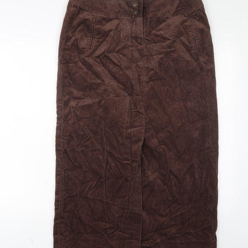 Country Casuals Womens Brown Cotton A-Line Skirt Size 16 Zip