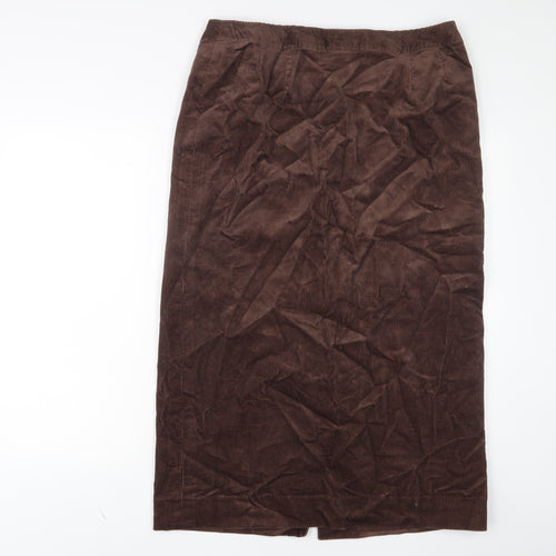 Country Casuals Womens Brown Cotton A-Line Skirt Size 16 Zip