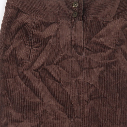 Country Casuals Womens Brown Cotton A-Line Skirt Size 16 Zip