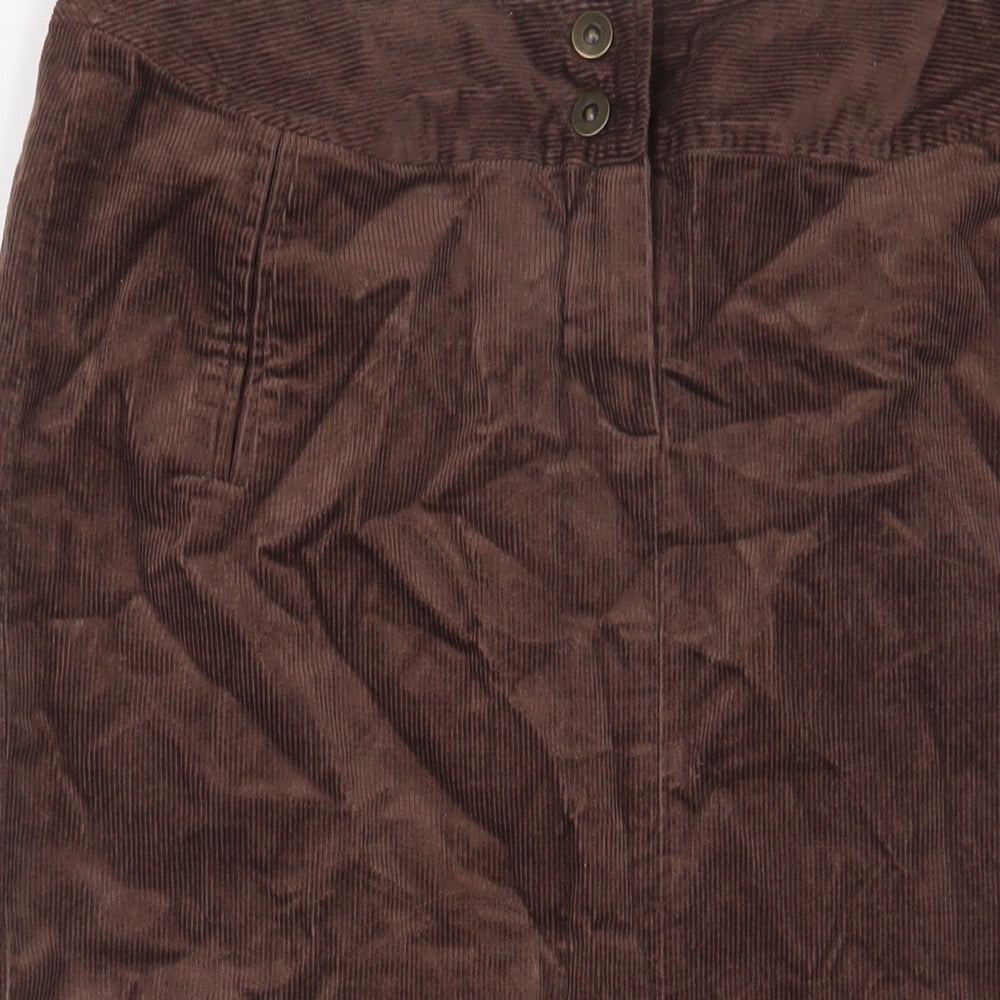 Country Casuals Womens Brown Cotton A-Line Skirt Size 16 Zip