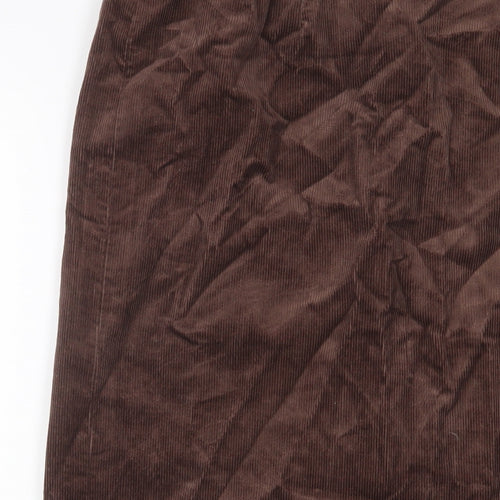 Country Casuals Womens Brown Cotton A-Line Skirt Size 16 Zip