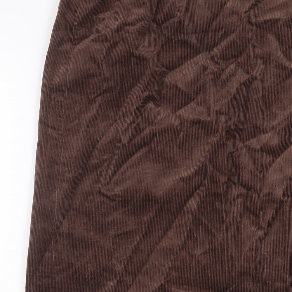 Country Casuals Womens Brown Cotton A-Line Skirt Size 16 Zip