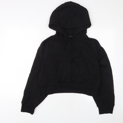 Zara Womens Black Cotton Pullover Hoodie Size L Pullover