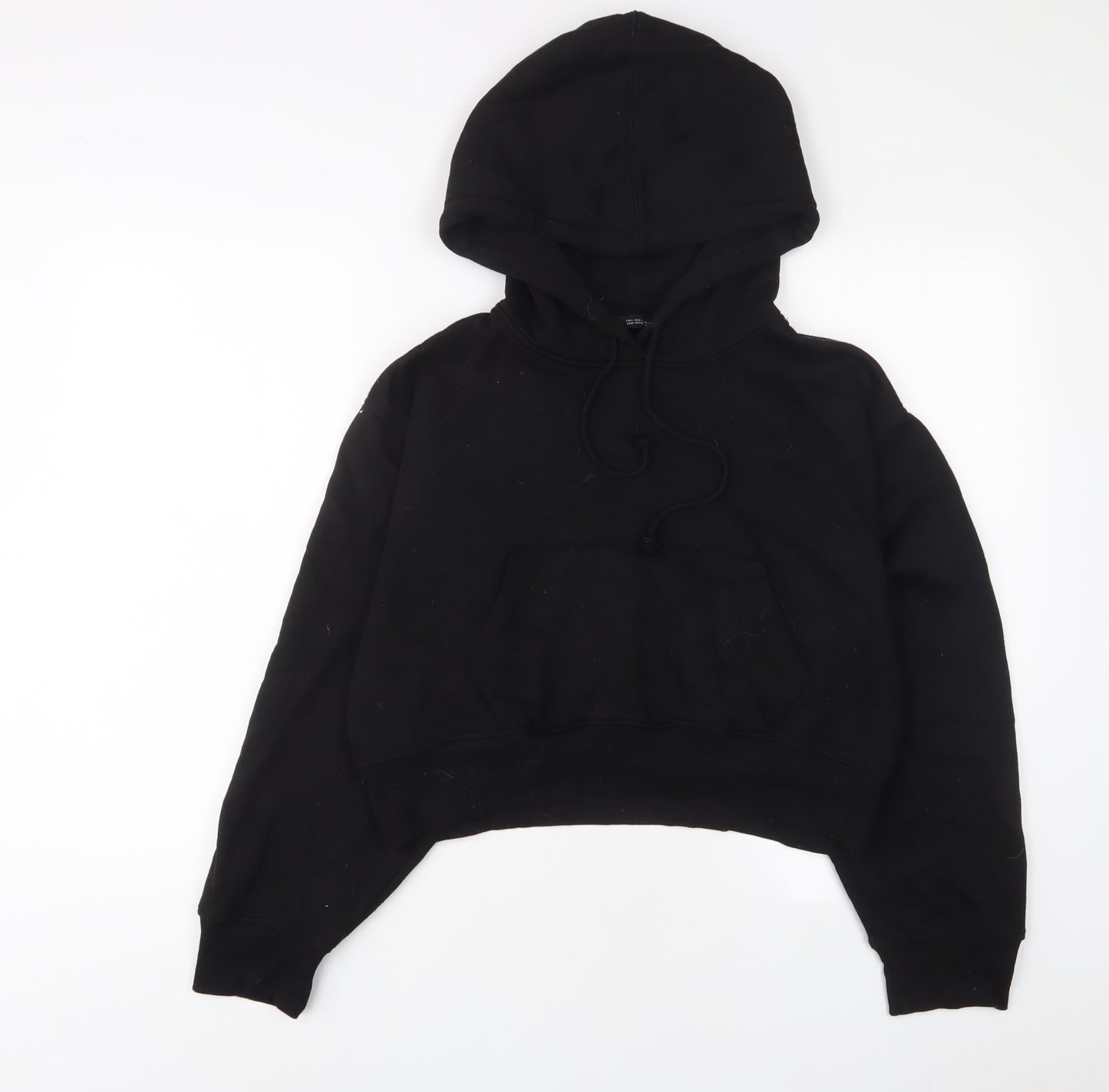 Zara Womens Black Cotton Pullover Hoodie Size L Pullover