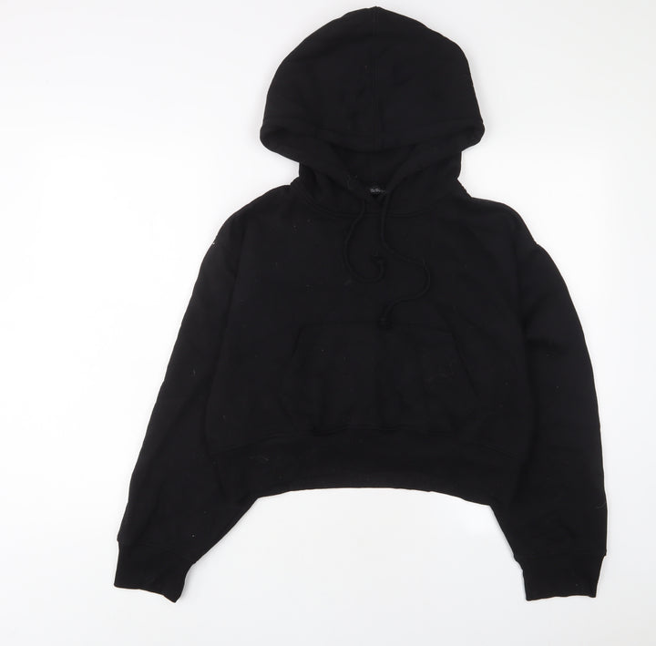 Zara Womens Black Cotton Pullover Hoodie Size L Pullover