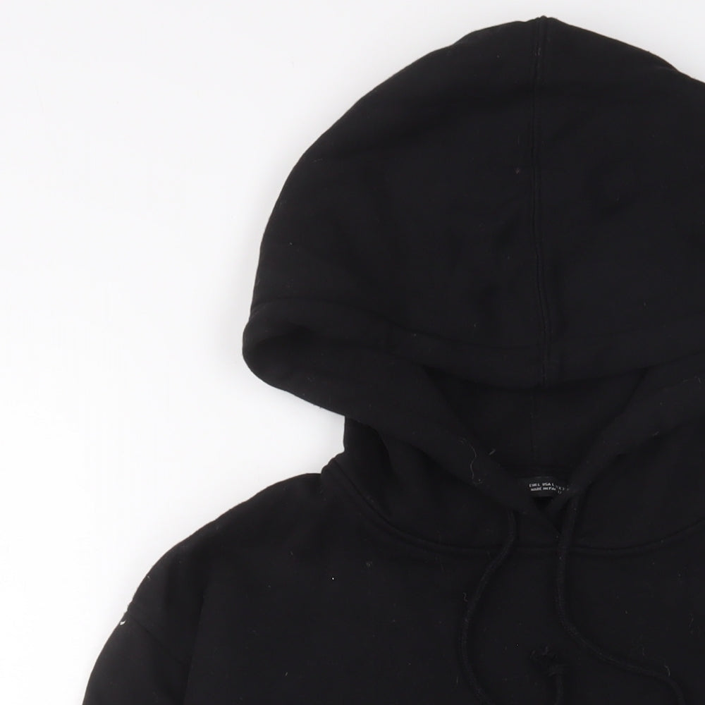 Zara Womens Black Cotton Pullover Hoodie Size L Pullover