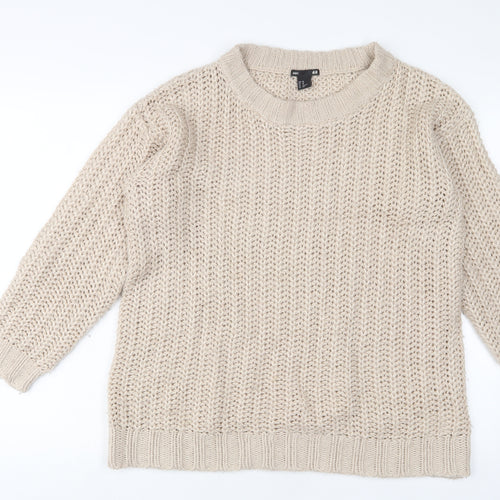 H&M Womens Pink Crew Neck Acrylic Pullover Jumper Size S