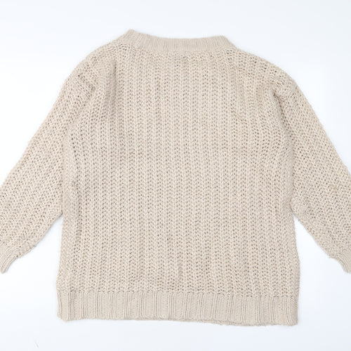 H&M Womens Pink Crew Neck Acrylic Pullover Jumper Size S