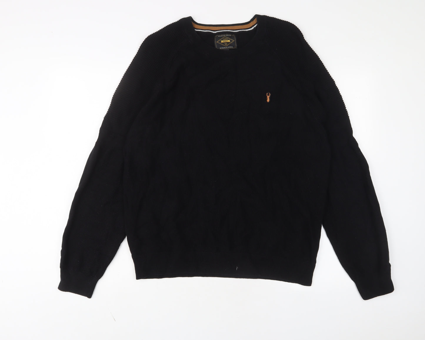 NEXT Mens Black Crew Neck Cotton Pullover Jumper Size 2XL Long Sleeve