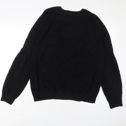NEXT Mens Black Crew Neck Cotton Pullover Jumper Size 2XL Long Sleeve