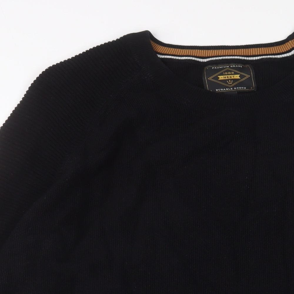 NEXT Mens Black Crew Neck Cotton Pullover Jumper Size 2XL Long Sleeve