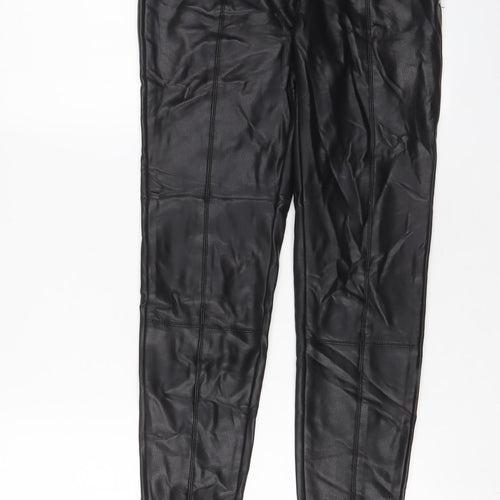 Topshop Womens Black Polyester Trousers Size 6 L27 in Regular Zip