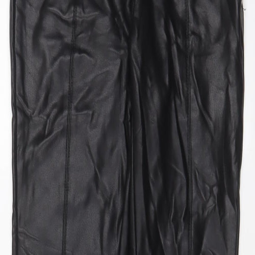 Topshop Womens Black Polyester Trousers Size 6 L27 in Regular Zip
