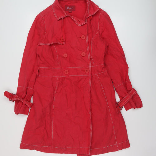 Monsoon Womens Red Pea Coat Coat Size 10 Button