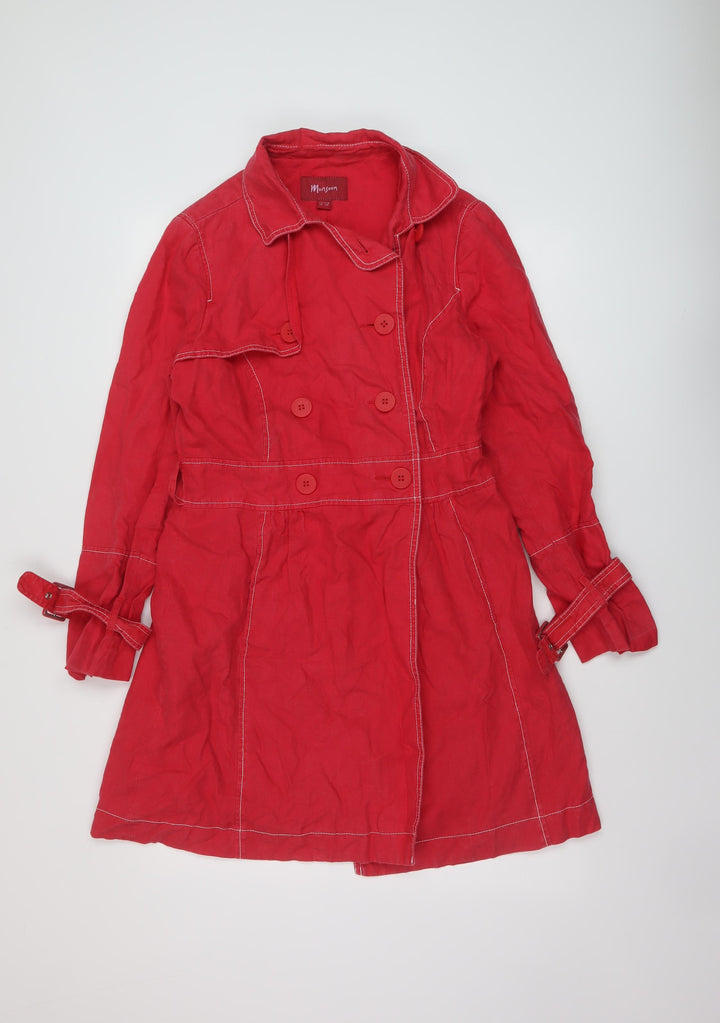 Monsoon Womens Red Pea Coat Coat Size 10 Button