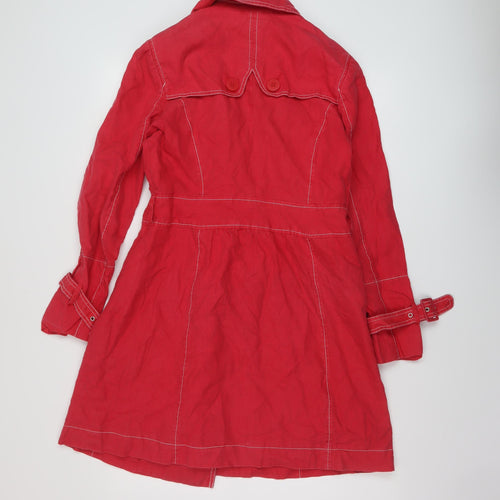 Monsoon Womens Red Pea Coat Coat Size 10 Button