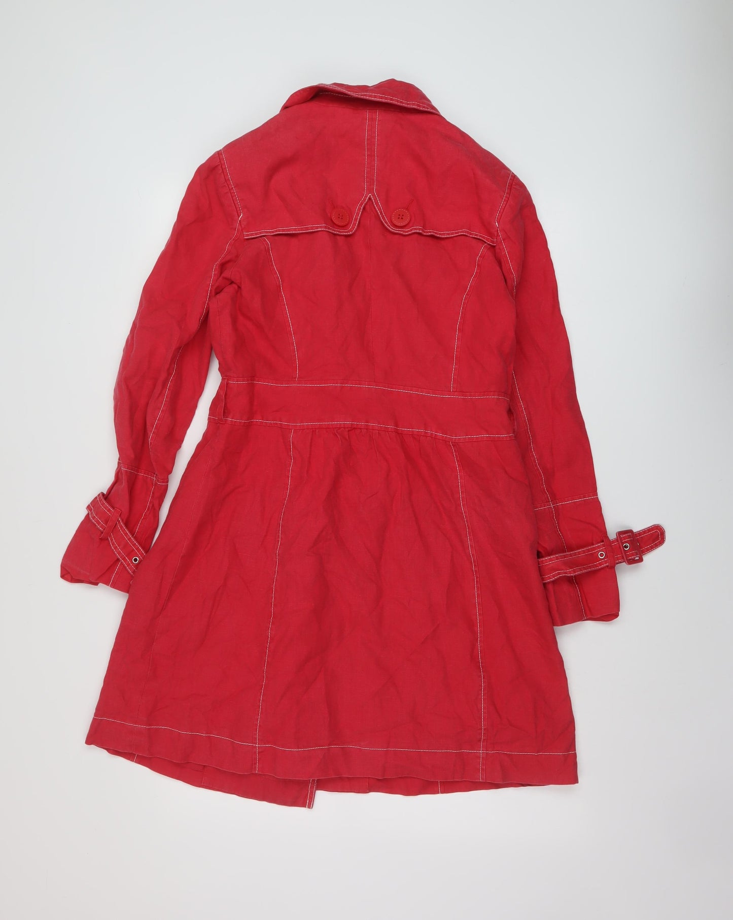 Monsoon Womens Red Pea Coat Coat Size 10 Button