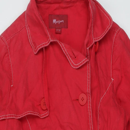 Monsoon Womens Red Pea Coat Coat Size 10 Button