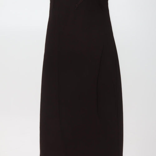 PRETTYLITTLETHING Womens Brown Polyester Bodycon Size 8 V-Neck Pullover