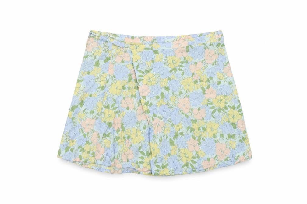 Motel Womens Multicoloured Floral Viscose Wrap Skirt Size S Tie