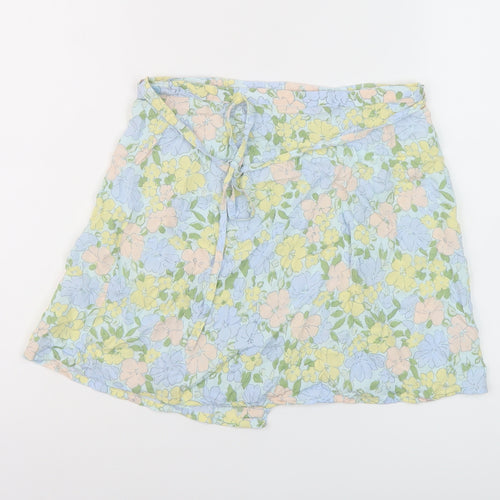Motel Womens Multicoloured Floral Viscose Wrap Skirt Size S Tie