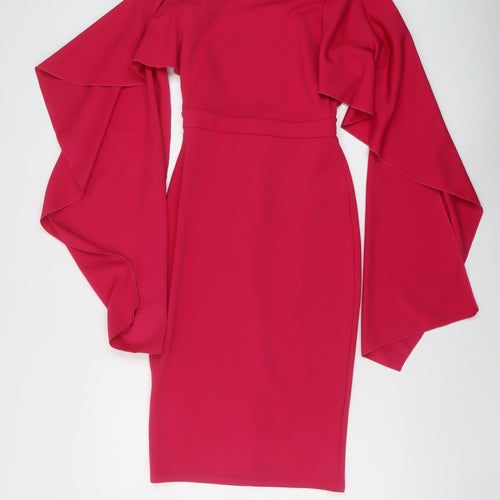 City Goddess Womens Pink Polyester Bodycon Size 8 Round Neck Zip