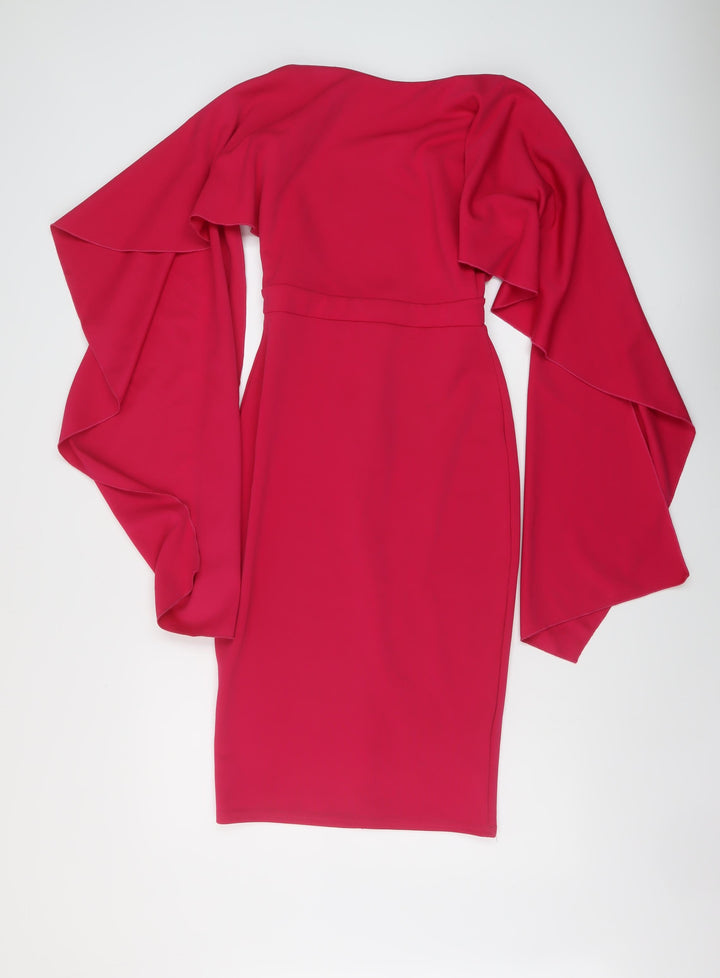 City Goddess Womens Pink Polyester Bodycon Size 8 Round Neck Zip