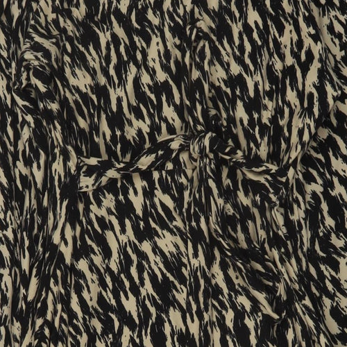 QED London Womens Brown Animal Print Polyester A-Line Size 12 V-Neck Pullover